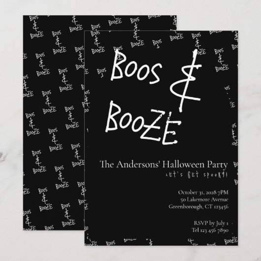 Boos and Booze Halloween Party 招待状 (正面/裏面)
