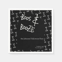 Boos and Booze Halloween Party Black and White