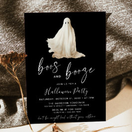 Boos and Booze Halloween Party Invitation Ghost 招待状
