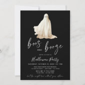 Boos and Booze Halloween Party Invitation Ghost 招待状 (正面)