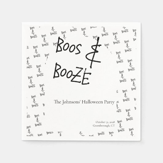 Boos and Booze Halloween Party Minimal スタンダードカクテルナプキン (正面)