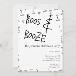 Boos and Booze Halloween Party Minimal 招待状