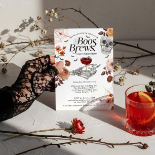 Boos and Brews 水彩ハロウィン 大人のパーティー  招待状