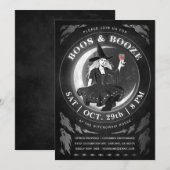 Boos & Booze ハロウィン招待状 | 黒と白 招待状 (正面/裏面)