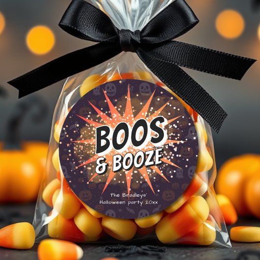 Boos & Booze Adult Halloween Favor ラウンドシール
