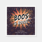 Boos & Booze Adult Halloween Invitation スタンダードカクテルナプキン (正面)
