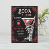 Boos & Booze Red Spooky Costume Halloween Party 招待状 (スタンド正面)
