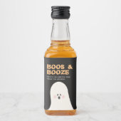 Boos & Boozedハロウィーンかわいい幽霊ミニアルコール李 リキュールボトルラベル (正面)