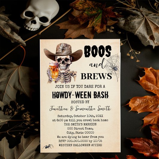 Boos & Brewsハロウィーンスカルビールハウデイパーティー 招待状