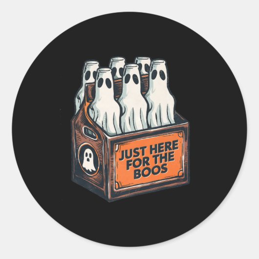 Boos Halloween 6パックブーゼ幽霊Beer Bot ラウンドシール (正面)