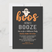 Boos y Booze Black Adults Halloween Party 招待状 (正面)