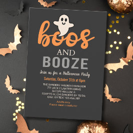 Boos y Booze Black Adults Halloween Party 招待状