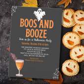 Boos y Booze Black Funny Halloween Party 招待状