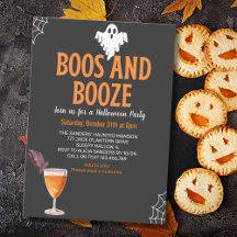 Boos y Booze Black Funny Halloween Party