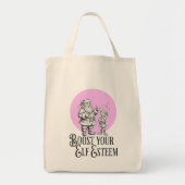 Boost your elf esteem funny santa elf pun tote bag トートバッグ (正面)