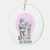 boost your elf esteem punny santa fun ornament セラミックオーナメント (左)