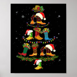 Boot Christmas Tree Line Dance Funny Dancing Boots ポスター