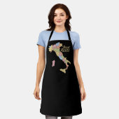 "Boot Roots" Map of Italy Black エプロン (着用した状態)