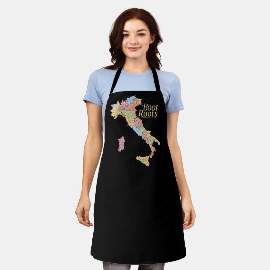 "Boot Roots" Map of Italy Black エプロン (着用した状態)