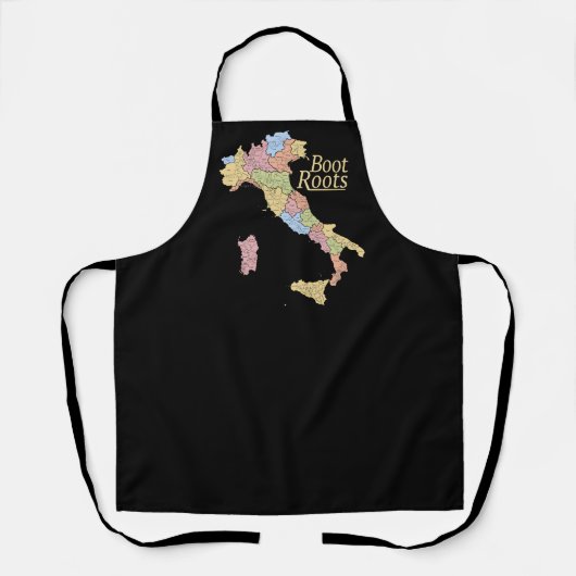 "Boot Roots" Map of Italy Black エプロン (正面)