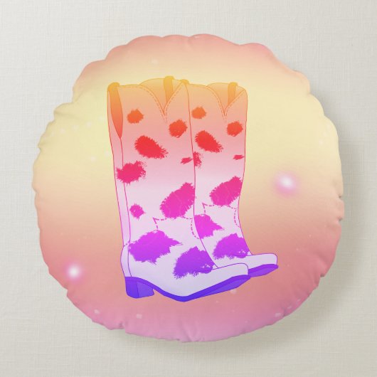 Boot Scoot Throw Pillow (Pink) ラウンドクッション (正面)