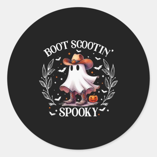 Boot Scootin Soky Retro Western Funny Halloween Cu ラウンドシール (正面)