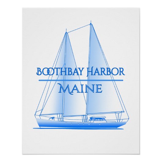 Boothbay Harbor Coastal Nautical Sailing Sailor ポスター (正面)