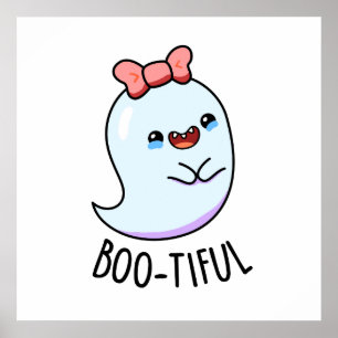 Bootiful Funny Girly Halloween Ghost Pun ポスター