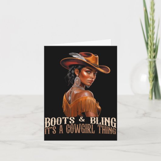 Boots & Bling It's Cowgirl African Women Black カード (正面)