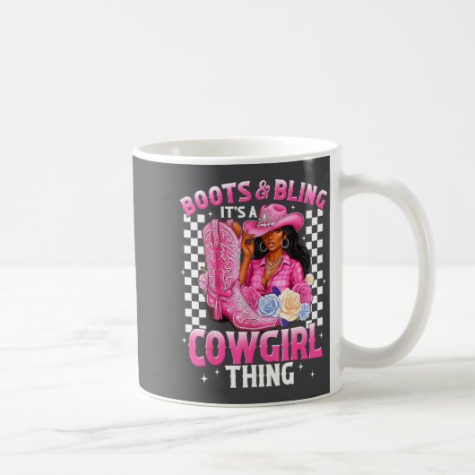Boots And Bling It's Cowgirl Thing Black History G コーヒーマグカップ (右)