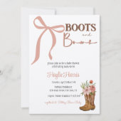 Boots and Bows Baby Girl Shower 招待状 (正面)