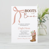 Boots and Bows Baby Girl Shower 招待状 (スタンド正面)