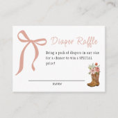 Boots and Bows Baby Girl Shower Diaper Raffle エンクロージャーカード (正面)