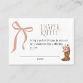 Boots and Bows Baby Girl Shower Diaper Raffle エンクロージャーカード (正面)