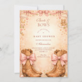 Boots And Bows Baby Shower 招待状 (正面)