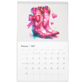 Boots and Bows Coquette Cowgirl  Calendar カレンダー (2月 2027)