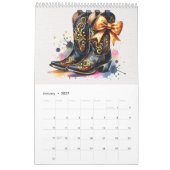 Boots and Bows Coquette Cowgirl  Calendar カレンダー (1月 2027)