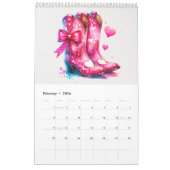 Boots and Bows Coquette Cowgirl  Calendar カレンダー (2月 2026)