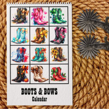 Boots and Bows Coquette Cowgirl  Calendar