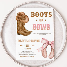 Boots and Bows Gender Reveal 招待状