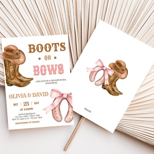 Boots and Bows Gender Reveal 招待状
