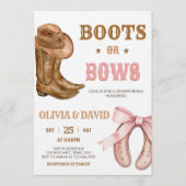 Boots and Bows Gender Reveal 招待状 (正面)