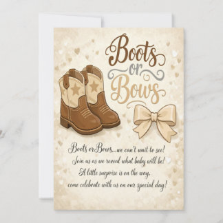 Boots and Bows Gender Reveal Invitation 招待状