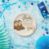 Boots and Bows Gender Reveal Paper Plate ペーパープレート (パーティー)