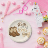 Boots and Bows Gender Reveal Paper Plate ペーパープレート (パーティー)