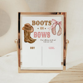 Boots and Bows Gender Reveal Sign ポスター