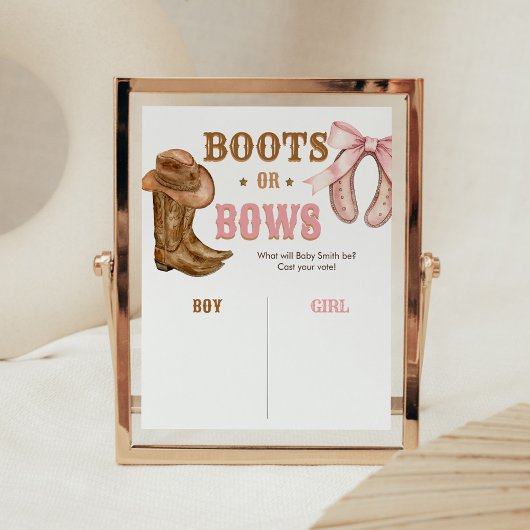 Boots and Bows Gender Reveal Sign ポスター