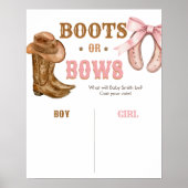 Boots and Bows Gender Reveal Sign ポスター (正面)