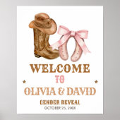 Boots and Bows Gender Reveal Welcome Sign ポスター (正面)