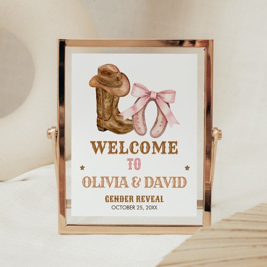 Boots and Bows Gender Reveal Welcome Sign ポスター